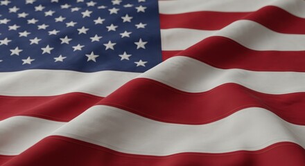 Obraz premium Waving American Flag Close-Up: Stars and Stripes in Patriotic Display