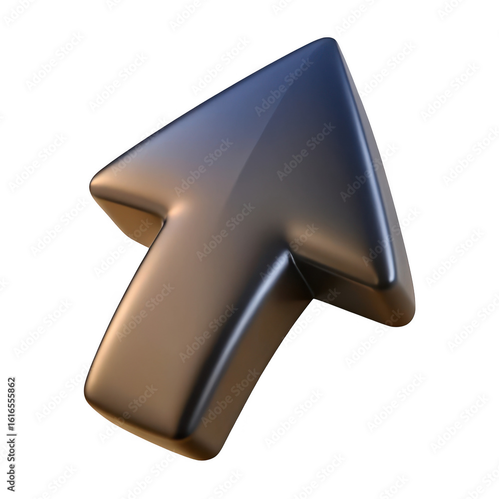 Poster 3d metallic arrow cursor isolated on transparent background