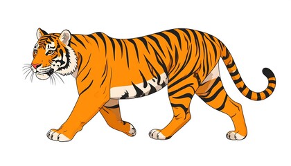 Fototapeta premium Tiger walking, profile view