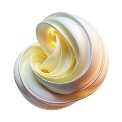 3d swirl of creamy yellow and white slime isolated on transparent background