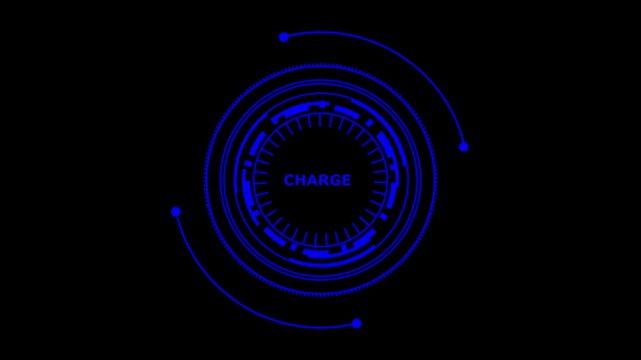 Futuristic Blue Charge Interface Animation On Black Background Digital H U D Element For