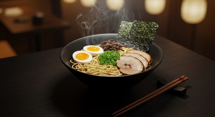 Delicious Ramen Bowl with Eggs and Pork for a Satisfying Meal