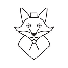 Stylized Fox Head Wearing a Top Hat and Scarf Elegant Animal Illustration Clean Vector Art