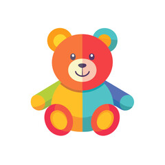 Colorful Stuffed Bear Toy  Icon Isolated on a Transparent Background