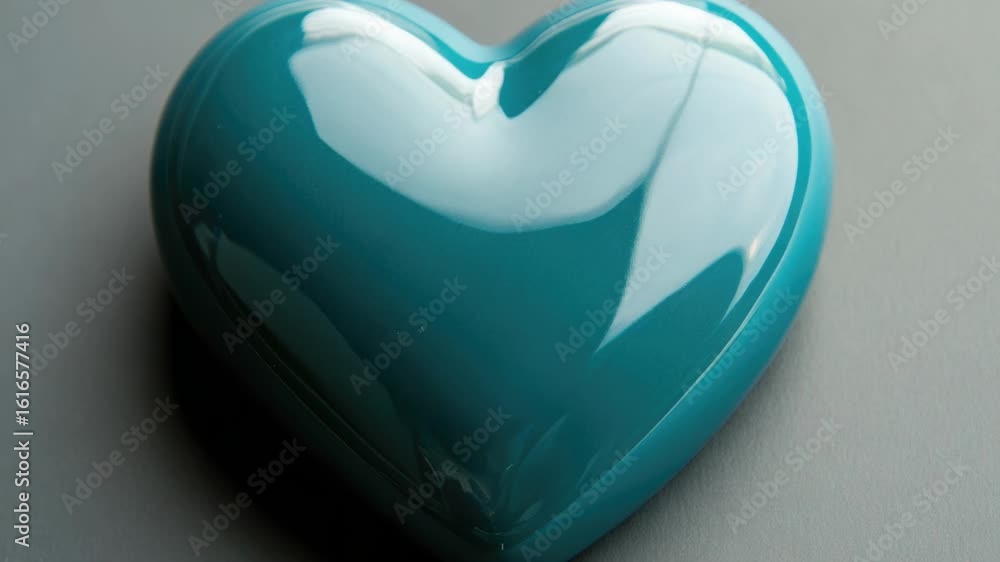 Poster a blue heart-shaped object sits alone on a table, perfect for use in still life compositions or as a