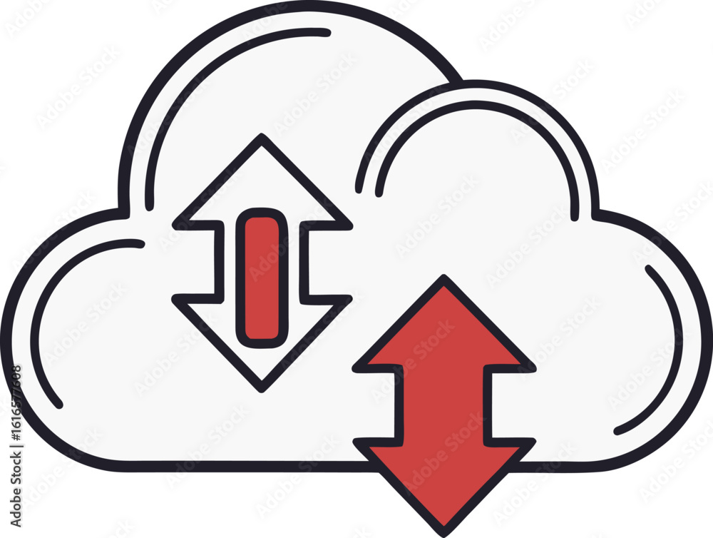 Poster cloud with up and down arrows vector icon data transfer