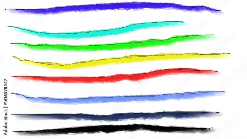Poster a set of colorful brush strokes and lines isolated on a white background