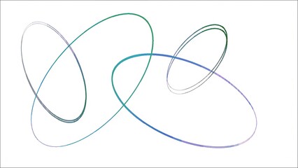 Abstract swirling lines of blue and green create a dynamic, artistic pattern isolated on a white background