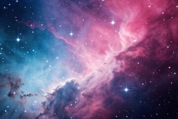 Vibrant cosmic nebula with swirling colors and distant stars