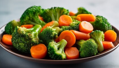 a broccoli carrot plate close up