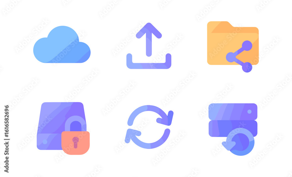 Poster modern gradient icons for cloud storage and file sharing concepts