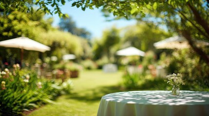 Outdoor garden party, blurred background