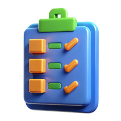 3d checklist icon render isolated on transparent background