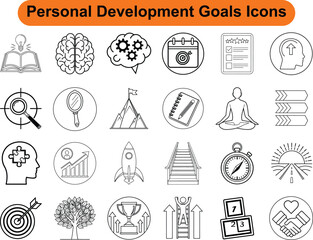 Fototapeta premium Personal growth and achievement icons personal development goals