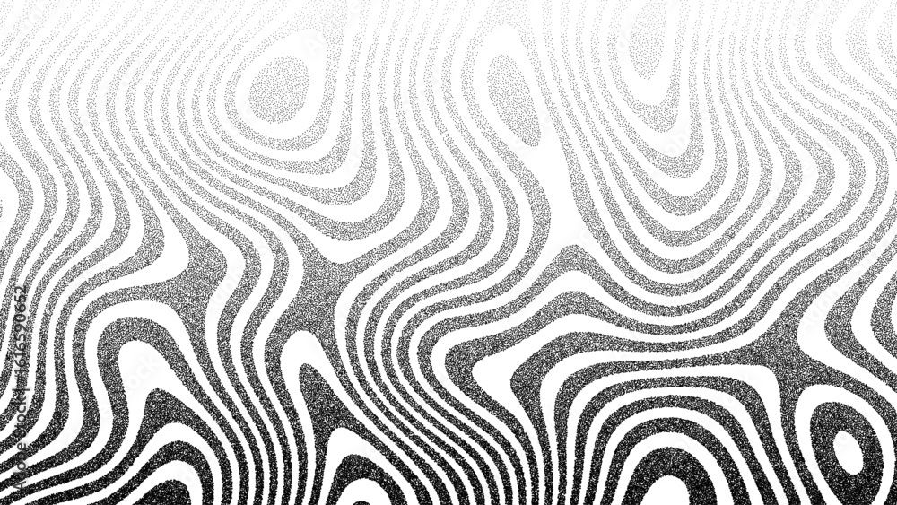 Poster black and white groovy background dot vector with abstract wavy pattern for contemporary design and 