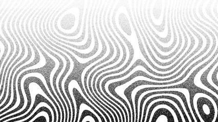 Fototapeta premium Black and white groovy background dot vector with abstract wavy pattern for contemporary design and digital art concept.