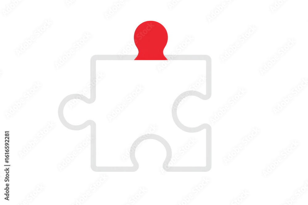 Aufkleber white puzzle piece connecting red segment, symbolizing collaborative problem-solving against transpa