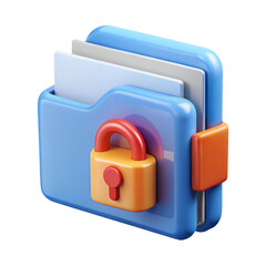 3d render of secured folder icon isolated on transparent background
