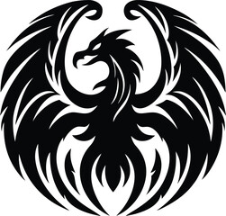 phoenix bird icon illustration, phoenix bird silhouette logo, tattoo design