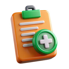 3d medical checklist icon isolated on transparent background