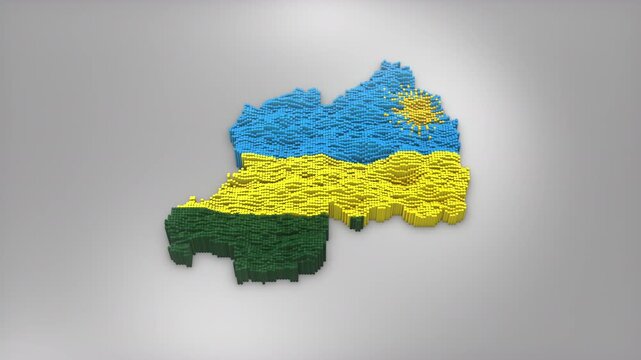 Rwanda country opener intro with 3d bars forming the map with Waving Flag Design which useful for news, political events, sports intros and presentation.