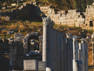 Ruins of Perge's Ancient Columns. From Antalya, Turkey