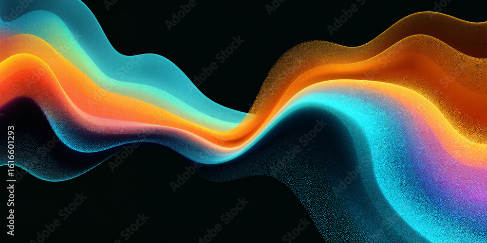 Poster abstract wavy background in retro colors. rainbow. retro. particles. color gradient.