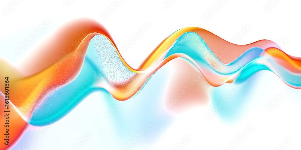 Poster abstract wave in retro colors on transparent or white background. rainbow. retro. particles. color g