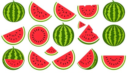 Watermelon slices and whole watermelons