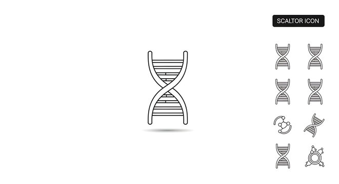 Line art dna structure and molecule icons representing genetic information and scientific research ai generated