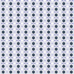 Geometric floral repeat elegant blue and white ornament pattern background