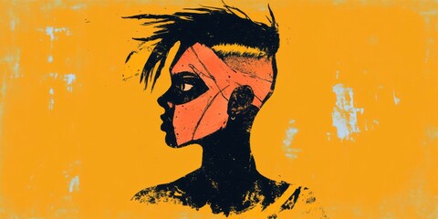 A Stylized Portrait Created with Bold Colors and Distinct Sharp Features for Impact