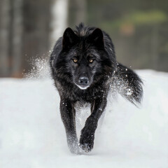 black dog in snow