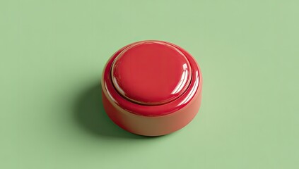 Red button on green background;  simple interface; minimalist design; website element