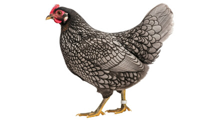 Isolated Silver Laced Wyandotte Chicken