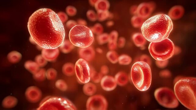 Timelapse style footage of red blood cells exhibiting progressive brightening of hemoglobin color as oxygen levels rise mapping the O2 affinity curve.