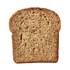 Slice of Whole Grain Bread Isolated on White Background