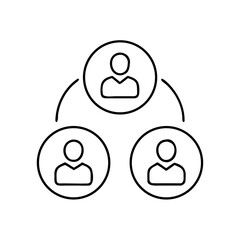 Three user icons in a circle representing connection and collaboration