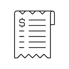 Tear-off shopping list pad icon with dollar sign and lines