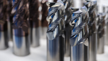 various types of drill bitsmilling cutter . display is organized and bits are arranged in a way...