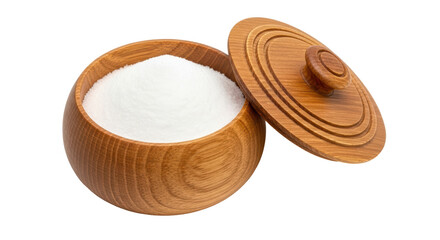 Isolated Salt in Wooden Bowl