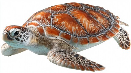 Majestic Sea Turtle on White Background - Aquatic Wildlife Photography