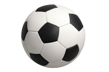 Obraz premium Photorealistic 3d rendering of a classic soccer ball rotating, isolated on a transparent background