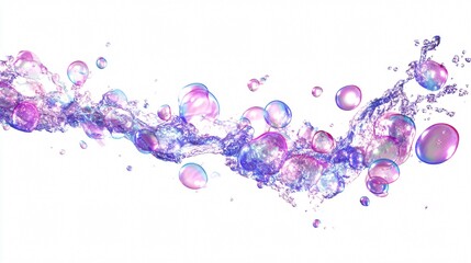 Vibrant Soap Bubbles Splashing on White Background for Creative Designs