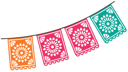 vibrant papel picado banner string vector illustration design and ofwhite background.