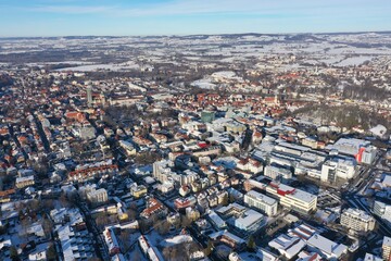 Obraz premium City Winter Snow Aerial Bavaria