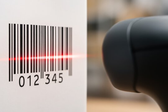 Barcode Scanning With Laser Reader Close-Up
