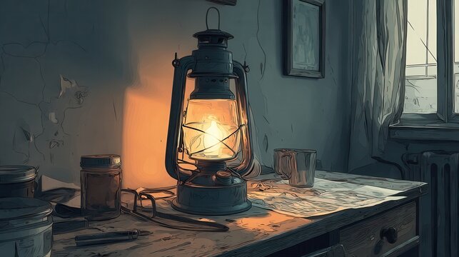 drawing by lantern light in quiet room