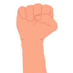 Raised fist in flat style isolated on a white background