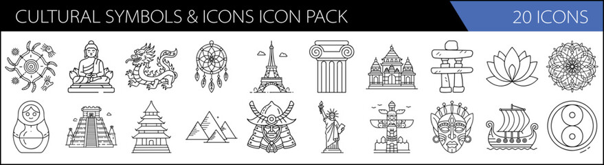Cultural Symbols and Heritage Icon Set